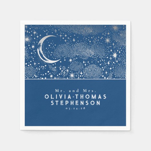 Moon Stars Night Sky Mysantic Romantic Serviette (Vorderseite)