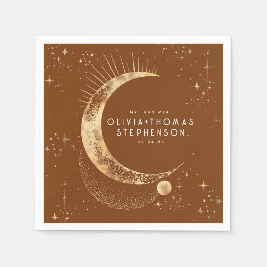 Moon Stars Night Sky Mystical Romantic Napkins Serviette (Vorderseite)