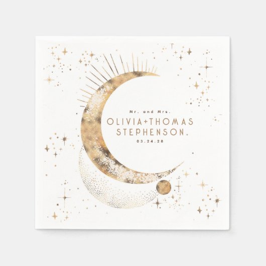 Moon Stars Night Sky Mystical Romantic Napkins Serviette (Vorderseite)