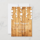 Moon & Stars Oak Wood Book Request Baby Dusche Einladung (Vorderseite)