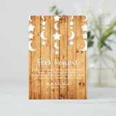 Moon & Stars Oak Wood Book Request Baby Dusche Einladung (Stehend Vorderseite)