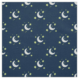 Moon & Stars Original Textile Print auf Navy Stoff