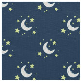 Moon & Stars Original Textile Print auf Navy Stoff (Nahaufnahme)