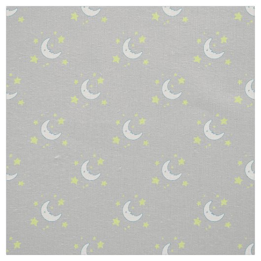 Moon & Stars Original Textile Print - Grau Stoff (Muster)