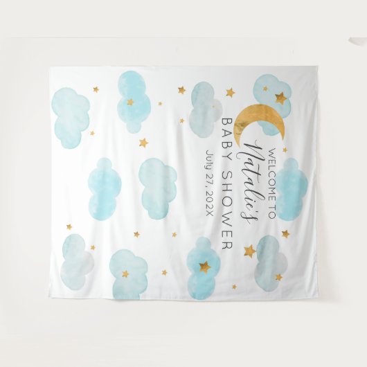 Moon & Stars personalizado texto Tapestry Wandteppich (Vorderseite (Horizontal))