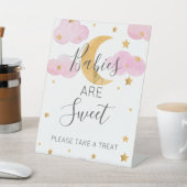 Moon & Stars Pink Baby Dusche Leckerei Zeichen Sockelschild (In SItu)