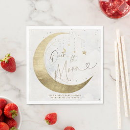 Moon Stars Planet Twinkle White Clouds Baby Shower Serviette