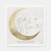 Moon Stars Planet Twinkle White Clouds Baby Shower Serviette (Vorderseite)