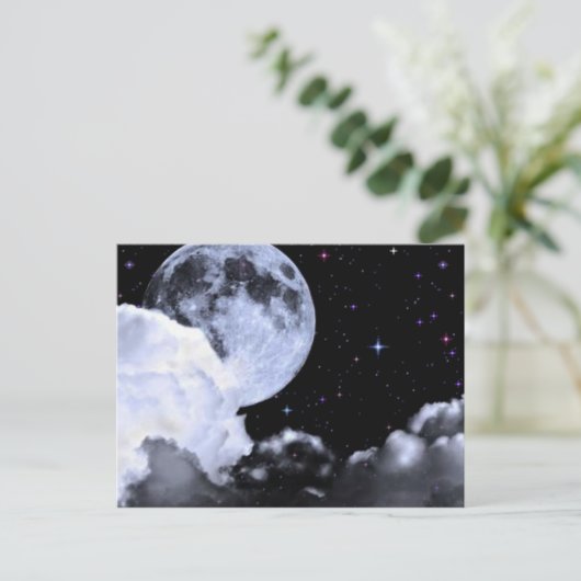 Moon & Stars Postkarte (Stehend Vorderseite)
