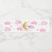 Moon & Stars Rosa Wasserzeichen Wasserflaschenetikett (Einzelnes Label)