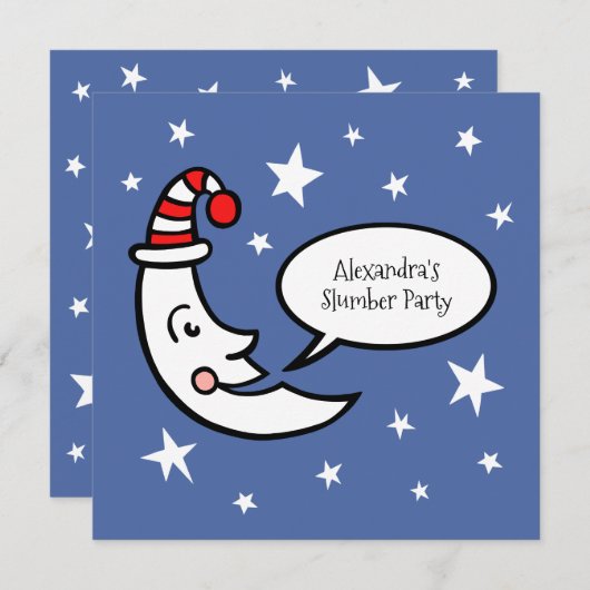 Moon & Stars Slumber Party Geburtstag Einladung (Vorne/Hinten)
