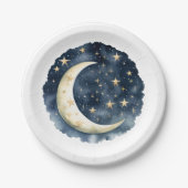 Moon Stars Space Gender Neutral Baby Dusche Pappteller (Vorderseite)