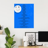 Moon Stars Spaß Kindergedicht Großes Poster (Heimbüro)