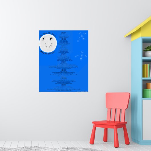 Moon Stars Spaß Kindergedicht Großes Poster (Kinderzimmer 1)