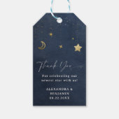 Moon Stars Starry Night Navy Blue Gold Baby Shower Geschenkanhänger (Vorderseite)