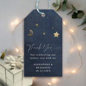 Moon Stars Starry Night Navy Blue Gold Baby Shower Geschenkanhänger