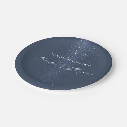 Moon Stars & String Lights Brautparty Pappteller (Schrägansicht)