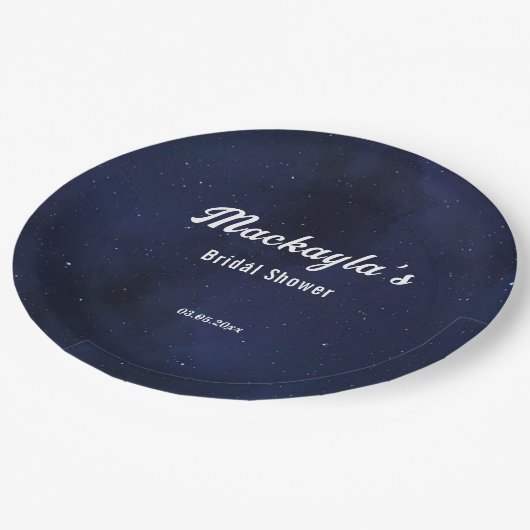 Moon Stars & String Lights Brautparty Pappteller (Schrägansicht)