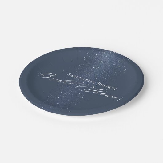 Moon Stars & String Lights Brautparty Pappteller (Schrägansicht)