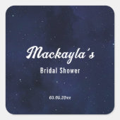 Moon Stars & String Lights Brautparty Quadratischer Aufkleber (Vorderseite)