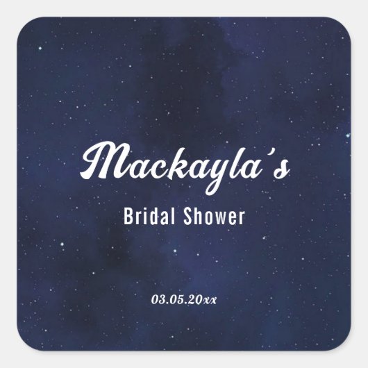 Moon Stars & String Lights Brautparty Quadratischer Aufkleber (Vorderseite)
