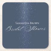 Moon Stars & String Lights Brautparty Rechteckiger Pappuntersetzer (Vorderseite)