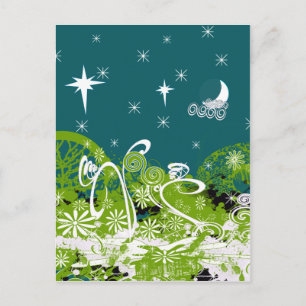 Moon Stars Swirl Paint Platsch Postkarte