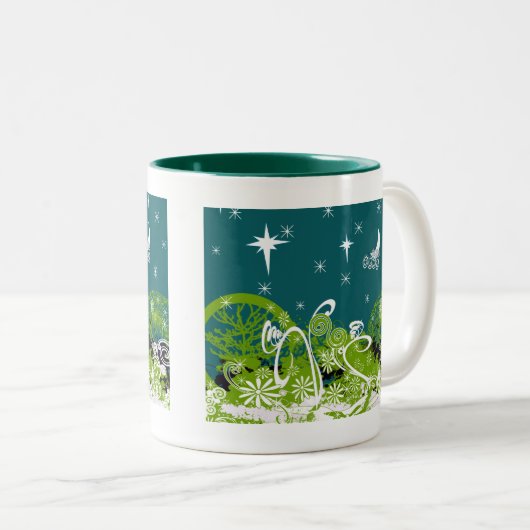 Moon Stars Swirl Paint Platsch Zweifarbige Tasse (VorderseiteRechts)