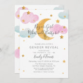 Moon & Stars theme Gender Reveal Boy or Girl Einladung (Vorne/Hinten)