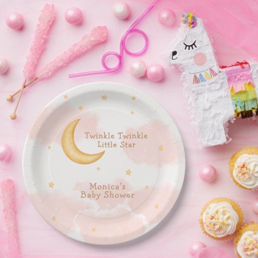 Moon Stars Twinkle Twinkle Girl Babydusche Pappteller (Party)