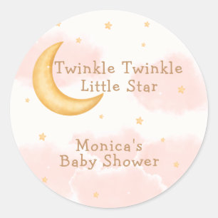 Moon Stars Twinkle Twinkle Girl Babydusche Runder Aufkleber