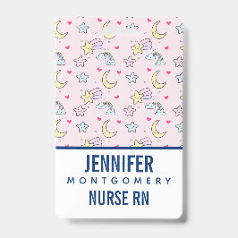 Moon, Stars und Wolken Muster auf Pastellrosa Ausweis