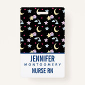 Moon, Stars und Wolken Muster auf Pastellrosa Ausweis (Rückseite)