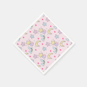 Moon, Stars und Wolken Muster auf rosa Serviette (Ecke)