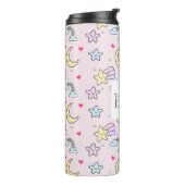 Moon, Stars und Wolken Muster auf rosa Thermosbecher (Nach links gedreht)