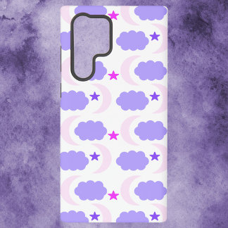 Moon, Stars und Wolken Muster Pink und Lila Samsung Galaxy Hülle