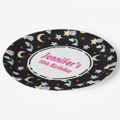 Moon, Stars und Wolkenmuster auf dem Schwarzen Geb Pappteller (Schrägansicht)