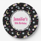 Moon, Stars und Wolkenmuster auf dem Schwarzen Geb Pappteller (Vorderseite)