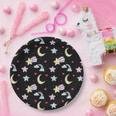 Moon, Stars und Wolkenmuster auf schwarz Pappteller (Party)