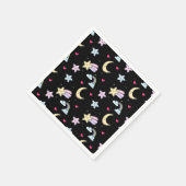 Moon, Stars und Wolkenmuster auf schwarz Serviette (Ecke)