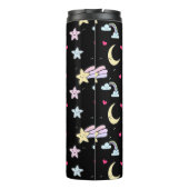 Moon, Stars und Wolkenmuster auf schwarz Thermosbecher (Rückseite)