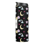 Moon, Stars und Wolkenmuster auf schwarz Thermosbecher (Nach rechts gedreht)