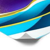 Moon Stars Waves Poster (Ecke)