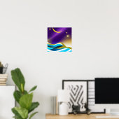 Moon Stars Waves Poster (Heimbüro)