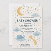 Moon, Stars & Whimsical Sky Celestial Baby Dusche Einladung (Vorderseite)