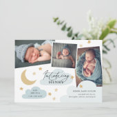 Moon Stars Wolken 3 Foto Collage Blue Ankündigung (Stehend Vorderseite)