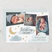Moon Stars Wolken 3 Foto Collage Blue Ankündigung (Vorne/Hinten)