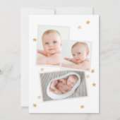 Moon Stars Wolken Arch Foto Neutral Graue Geburt Ankündigung (Rückseite)