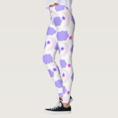 Moon Stars Wolken Muster Dunkelrosa Lila Leggings (Links)