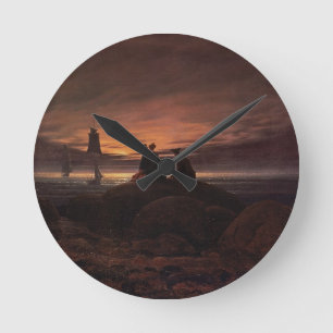 Moon Steigen über das Meer, 1822 (Öl auf Leinwan Runde Wanduhr